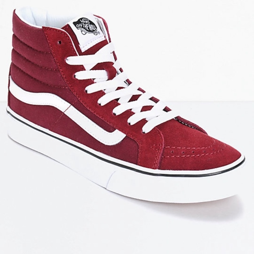 Burgundy slim sk8 hi vans